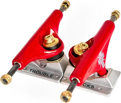 شاحنة تزلج مجوفة من Trouble Trucks - شماعة 134 ملم، محور 8.00 بوصة - فضي/أحمر - مجموعة من 2 (T11) in Kuwait