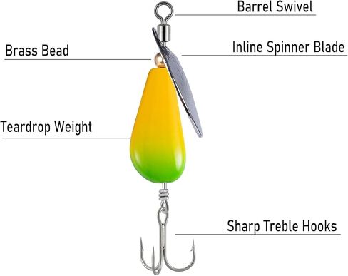 Trout Spinners - Fly Trout Fishing Lures for Bass Salmon Pike, Smallmouth Bass Lures with Brass Spinner for Lake River Fishing in Saudi Arabia