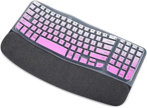 غطاء لوحة المفاتيح متوافق مع Logitech Wave Keys MK670، لوحة مفاتيح Logitech Wave Keys اللاسلكية المريحة مع واقي لوحة المفاتيح المبطن لمسند راحة اليد - وردي متدرج in Saudi Arabia