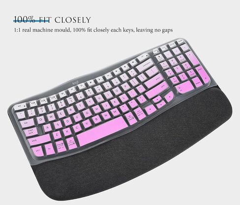 غطاء لوحة المفاتيح متوافق مع Logitech Wave Keys MK670، لوحة مفاتيح Logitech Wave Keys اللاسلكية المريحة مع واقي لوحة المفاتيح المبطن لمسند راحة اليد - وردي متدرج in Saudi Arabia