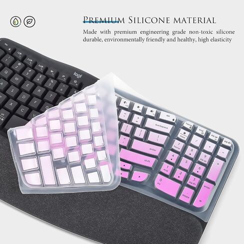 غطاء لوحة المفاتيح متوافق مع Logitech Wave Keys MK670، لوحة مفاتيح Logitech Wave Keys اللاسلكية المريحة مع واقي لوحة المفاتيح المبطن لمسند راحة اليد - وردي متدرج in Saudi Arabia