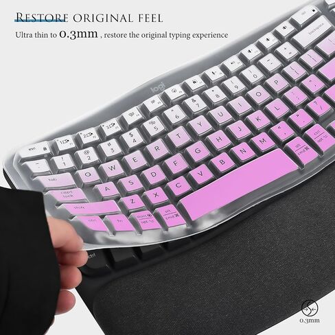 غطاء لوحة المفاتيح متوافق مع Logitech Wave Keys MK670، لوحة مفاتيح Logitech Wave Keys اللاسلكية المريحة مع واقي لوحة المفاتيح المبطن لمسند راحة اليد - وردي متدرج in Saudi Arabia