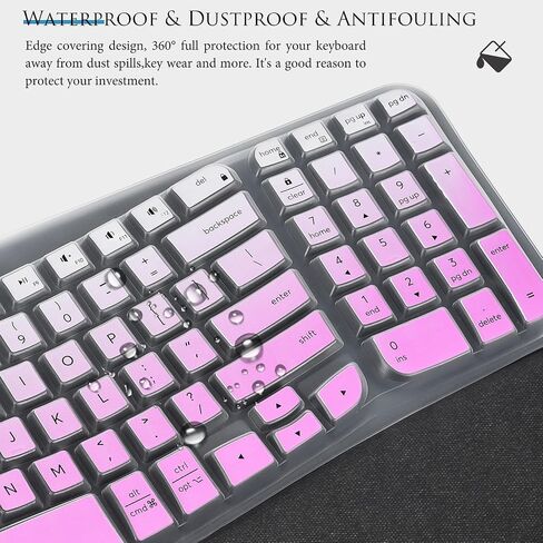 غطاء لوحة المفاتيح متوافق مع Logitech Wave Keys MK670، لوحة مفاتيح Logitech Wave Keys اللاسلكية المريحة مع واقي لوحة المفاتيح المبطن لمسند راحة اليد - وردي متدرج in Saudi Arabia