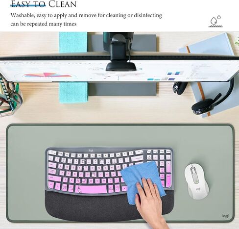 غطاء لوحة المفاتيح متوافق مع Logitech Wave Keys MK670، لوحة مفاتيح Logitech Wave Keys اللاسلكية المريحة مع واقي لوحة المفاتيح المبطن لمسند راحة اليد - وردي متدرج in Saudi Arabia