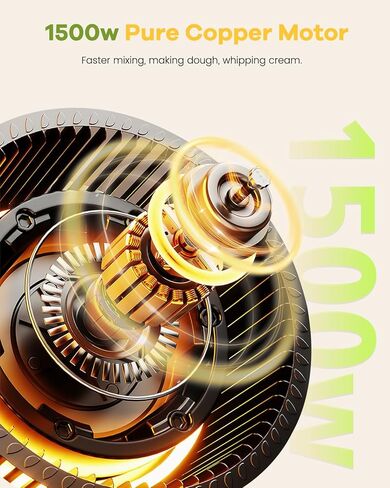 خلاط Flyseago 7 في 1 1500 وات 6.5 QT خلاط مطبخ كهربائي متعدد الوظائف 6+P رأس إمالة السرعة مع وعاء من الفولاذ المقاوم للصدأ، وعاء زجاجي 1.5 لتر، مفرمة لحم، خطاف عجين، خفاقة، مرفق المعكرونة in Kuwait