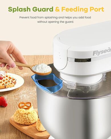 خلاط Flyseago 7 في 1 1500 وات 6.5 QT خلاط مطبخ كهربائي متعدد الوظائف 6+P رأس إمالة السرعة مع وعاء من الفولاذ المقاوم للصدأ، وعاء زجاجي 1.5 لتر، مفرمة لحم، خطاف عجين، خفاقة، مرفق المعكرونة in Kuwait