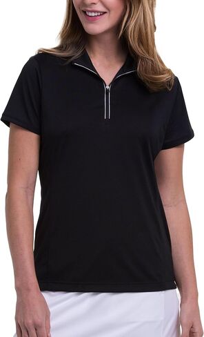 EP NEW YORK Golf Top - Short Sleeve Golf Pullover, Womens Golf Polo With Convertible Mock Collar, Golf Shirt for Women With Quarter Zipper in Saudi Arabia