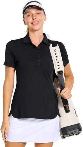 M MAELREG Womens Golf Shirt Short Sleeve 5 Buttons Quick Dry Casual Solid Moisture Wicking Tennis Polo Shirts for Women in Kuwait