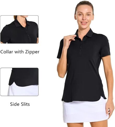 M MAELREG Womens Golf Shirt Short Sleeve 5 Buttons Quick Dry Casual Solid Moisture Wicking Tennis Polo Shirts for Women in Kuwait