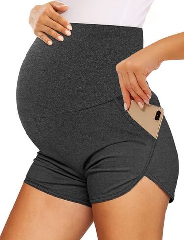 Peauty Maternity Shorts Over The Belly with Pockets, Pregnancy Lounge Shorts, Before, During After Pregnancy in Saudi Arabia