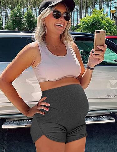 Peauty Maternity Shorts Over The Belly with Pockets, Pregnancy Lounge Shorts, Before, During After Pregnancy in Saudi Arabia