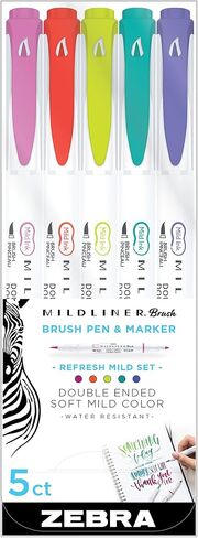Zebra Pen Zebra Brush DBL END ASST Color, 30 Count (Pack of 6), Assorted Refresh in Saudi Arabia