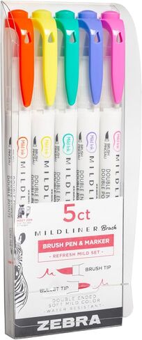 Zebra Pen Zebra Brush DBL END ASST Color, 30 Count (Pack of 6), Assorted Refresh in Saudi Arabia