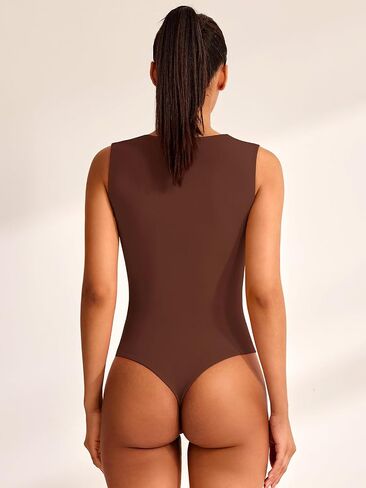 REORIA Women's Square Neck Body suit Sleeveless Sexy Mesh Ruched Bodysuits Tank Tops 2024 Spring/Summer Designer Collection in Saudi Arabia