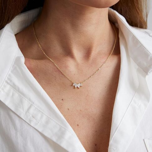 SUFOPE Diamond Necklace for Women,14K Gold Plated CZ Peandant Necklace Cute Cubic Zirconia Chain Trendy Charm Necklaces Jewelry for Gift in Saudi Arabia