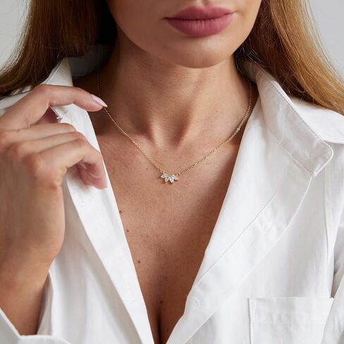 SUFOPE Diamond Necklace for Women,14K Gold Plated CZ Peandant Necklace Cute Cubic Zirconia Chain Trendy Charm Necklaces Jewelry for Gift in Saudi Arabia