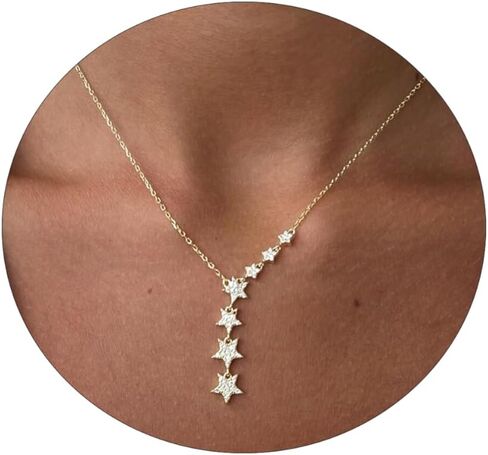 SUFOPE Diamond Necklace for Women,14K Gold Plated CZ Peandant Necklace Cute Cubic Zirconia Chain Trendy Charm Necklaces Jewelry for Gift in Saudi Arabia