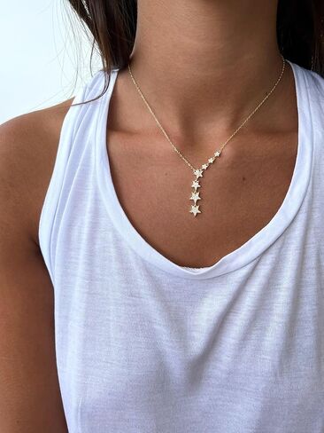 SUFOPE Diamond Necklace for Women,14K Gold Plated CZ Peandant Necklace Cute Cubic Zirconia Chain Trendy Charm Necklaces Jewelry for Gift in Saudi Arabia