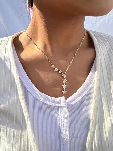 SUFOPE Diamond Necklace for Women,14K Gold Plated CZ Peandant Necklace Cute Cubic Zirconia Chain Trendy Charm Necklaces Jewelry for Gift in Saudi Arabia