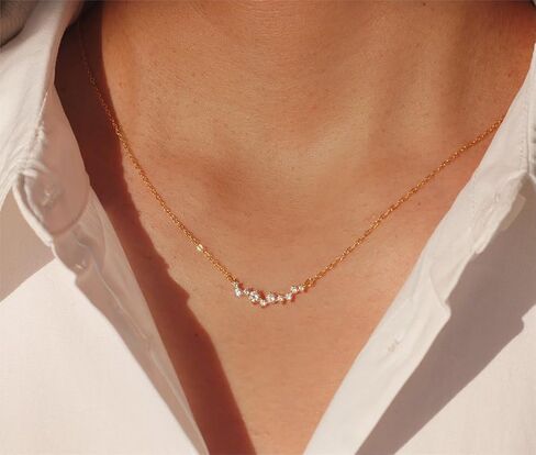 SUFOPE Diamond Necklace for Women,14K Gold Plated CZ Peandant Necklace Cute Cubic Zirconia Chain Trendy Charm Necklaces Jewelry for Gift in Saudi Arabia
