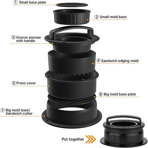 Shoxil 2-in-1 Sandwich Cutters for Kids Lunch Uncrustable Sandwich Maker, Hamburger Press Patty Maker BPA-Free Non Stick Kitchen Tool Accessories Black in Kuwait