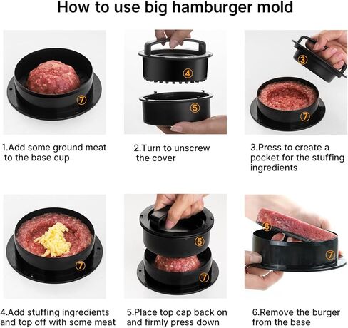 Shoxil 2-in-1 Sandwich Cutters for Kids Lunch Uncrustable Sandwich Maker, Hamburger Press Patty Maker BPA-Free Non Stick Kitchen Tool Accessories Black in Kuwait