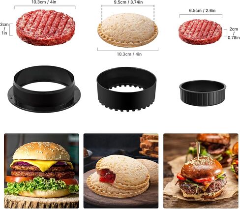 Shoxil 2-in-1 Sandwich Cutters for Kids Lunch Uncrustable Sandwich Maker, Hamburger Press Patty Maker BPA-Free Non Stick Kitchen Tool Accessories Black in Kuwait