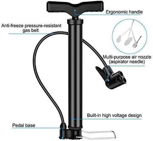 Oumers High Presure Bike Pump, Portable 120 PSI Aluminum Alloy Bicycle Floor Air Pump Suitable Presta and Shrader Valve in Saudi Arabia