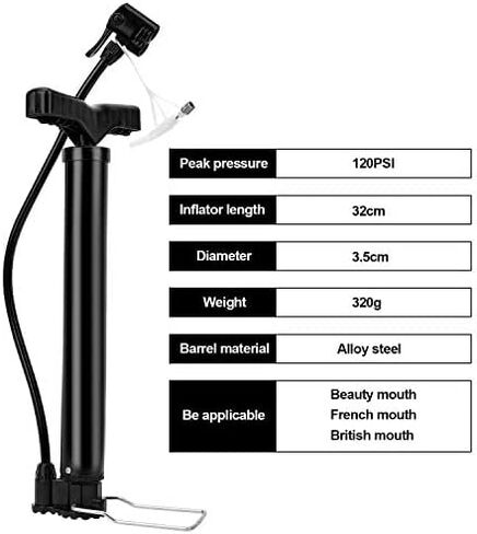 Oumers High Presure Bike Pump, Portable 120 PSI Aluminum Alloy Bicycle Floor Air Pump Suitable Presta and Shrader Valve in Saudi Arabia