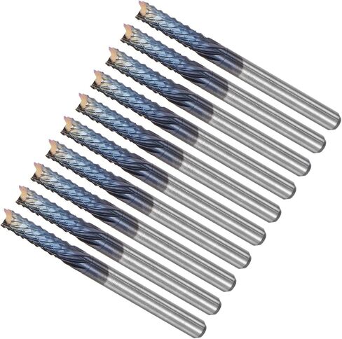 لقم توجيه CNC من CoCud End Mill، ساق 1/8 بوصة قطع 12 مم قطر 3 مم، قاطع طحن كربيد التنجستين الماسي لليد اليسرى - (التطبيقات: لنقش الحفر باستخدام الحاسب الآلي)، 10 قطع in Saudi Arabia