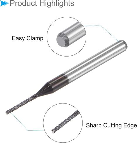 لقم توجيه CNC من CoCud End Mill، ساق 1/8 بوصة قطع 7 مم قطر 1 مم، قاطع طحن كربيد التنجستين الماسي لليد اليسرى - (التطبيقات: لنقش الحفر باستخدام الحاسب الآلي)، 5 قطع in Saudi Arabia