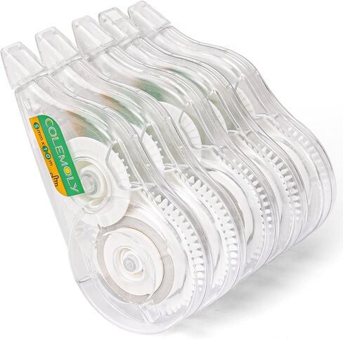 شريط تصحيح أبيض من كولمولي، عدد 5، تصحيحات سهلة وفورية لتصحيح الكتابة الخاطئة للمكتب والمدرسة، 1/5 بوصة × 32.8 قدم in Kuwait