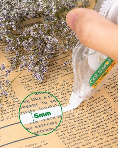 شريط تصحيح أبيض من كولمولي، عدد 5، تصحيحات سهلة وفورية لتصحيح الكتابة الخاطئة للمكتب والمدرسة، 1/5 بوصة × 32.8 قدم in Kuwait
