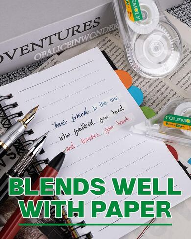 شريط تصحيح أبيض من كولمولي، عدد 5، تصحيحات سهلة وفورية لتصحيح الكتابة الخاطئة للمكتب والمدرسة، 1/5 بوصة × 32.8 قدم in Kuwait