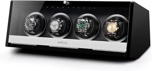DRIKLUX Silent LED Automatic Watch Winder 4 Box مع قوس حاصل على براءة اختراع ولمسة نهائية من طلاء البيانو in Kuwait