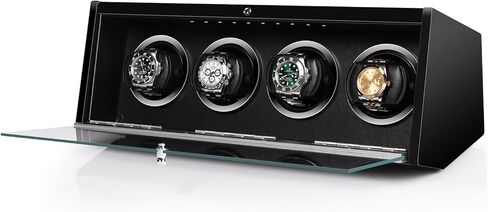 DRIKLUX Silent LED Automatic Watch Winder 4 Box مع قوس حاصل على براءة اختراع ولمسة نهائية من طلاء البيانو in Kuwait