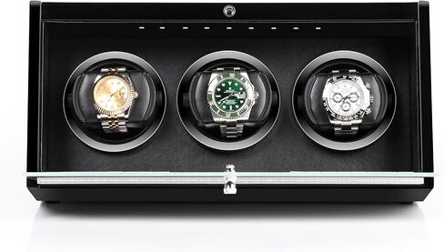 صندوق لف ساعة أوتوماتيكي صامت بإضاءة LED من DRIKLUX مع دعامة حاصلة على براءة اختراع ولمسة نهائية من طلاء البيانو in Kuwait