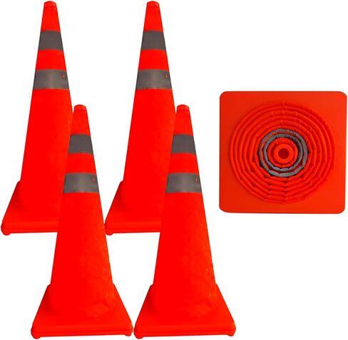 Rulism 18 Inch [5 Pack] Collapsible Traffic Safety Cones, Multi Purpose Pop up Safety Road Reflective Collars Parking Cones for Parking Lots, Driveway, Driving Training etc. in Saudi Arabia