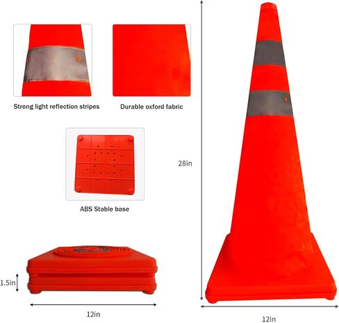 Rulism 18 Inch [5 Pack] Collapsible Traffic Safety Cones, Multi Purpose Pop up Safety Road Reflective Collars Parking Cones for Parking Lots, Driveway, Driving Training etc. in Saudi Arabia