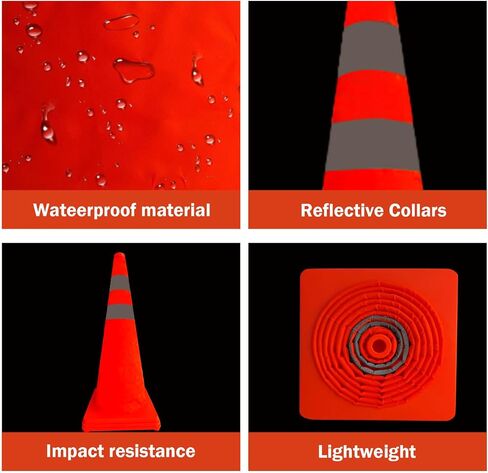 Rulism 18 Inch [5 Pack] Collapsible Traffic Safety Cones, Multi Purpose Pop up Safety Road Reflective Collars Parking Cones for Parking Lots, Driveway, Driving Training etc. in Saudi Arabia