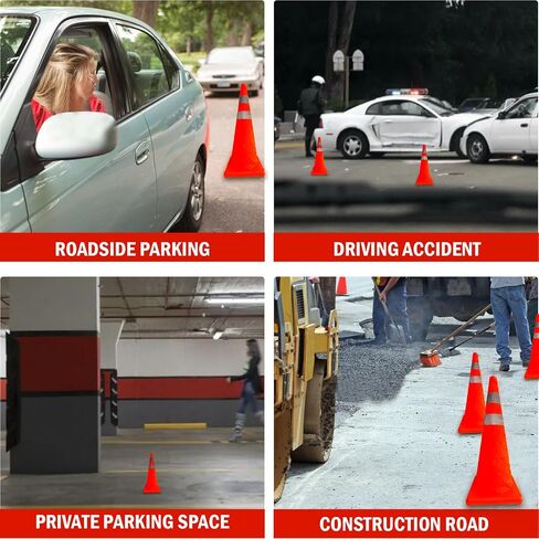 Rulism 18 Inch [5 Pack] Collapsible Traffic Safety Cones, Multi Purpose Pop up Safety Road Reflective Collars Parking Cones for Parking Lots, Driveway, Driving Training etc. in Saudi Arabia
