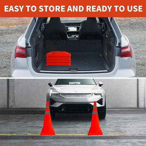 Rulism 18 Inch [5 Pack] Collapsible Traffic Safety Cones, Multi Purpose Pop up Safety Road Reflective Collars Parking Cones for Parking Lots, Driveway, Driving Training etc. in Saudi Arabia