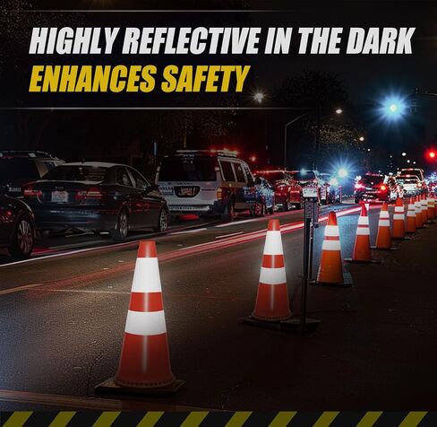 مخاريط السلامة المرورية مقاس 28 بوصة، مخاريط وقوف السيارات مع أطواق عاكسة، مخاريط برتقالية للسلامة على الطرق، أماكن وقوف السيارات، مخاريط البناء، 8 عبوات من مخاريط الحذر البلاستيكية للتدريب على القيادة in Kuwait
