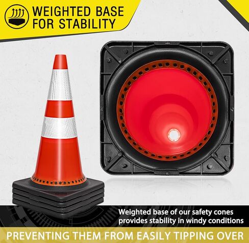 مخاريط السلامة المرورية مقاس 28 بوصة، مخاريط وقوف السيارات مع أطواق عاكسة، مخاريط برتقالية للسلامة على الطرق، أماكن وقوف السيارات، مخاريط البناء، 8 عبوات من مخاريط الحذر البلاستيكية للتدريب على القيادة in Kuwait