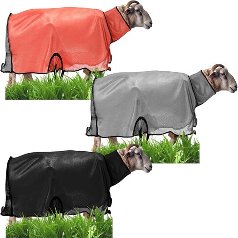 3 قطع من بطانيات الأغنام الرائعة من Tranqun، غطاء شبكي متوسط ​​الماعز مع مؤخرة شبكية وحزام بطن قابل للتعديل، حامل الأغنام لعرض الحملان يناسب الحملان 110-140 رطل، مما يحافظ على نظافة الحيوان، بارد، 3 ألوان in Kuwait