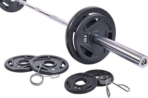 ألواح وزن أوليمبية من الحديد الزهر مقاس 2 بوصة من Signature Fitness، تتضمن قضيب أوليمبي بطول 7 أقدام، ومجموعة بوزن 130 رطلاً أو 300 رطل أو 325 رطلاً، وحزم متعددة in Kuwait