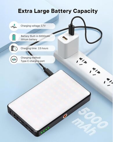 XICIGE 5000Mah مصباح هاتف قابل لإعادة الشحن، 120 مصباح سيلفي LED، مصباح فيديو مع مشبك ضوء الهاتف، ضوء الكاميرا، 3 أوضاع إضاءة قابلة للتعديل، ضوء سيلفي للهاتف، iPad، الكمبيوتر المحمول، الكاميرا، لمدونة الفيديو، TikTok in Saudi Arabia