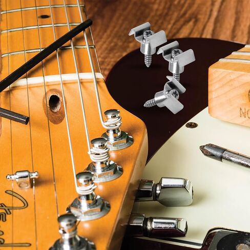 Hordion 4 Sets Guitar String Trees String Retainer, Silver Guitar String Guide with Screws for Fender Strat Tele Guitar Bass Parts Replacement in Saudi Arabia