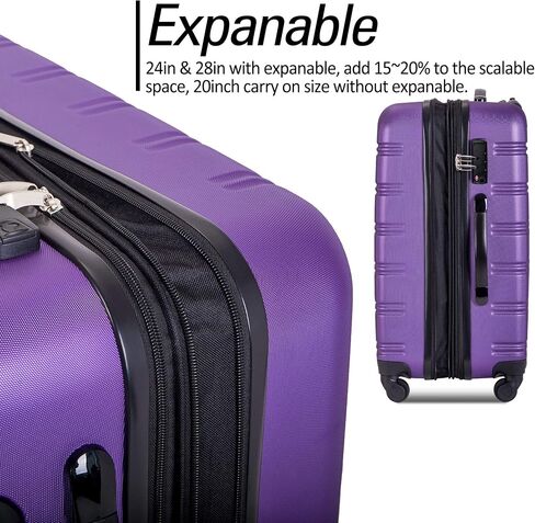 CUAUC 3 Piece Luggage Set Hardside Spinner Suitcase with TSA Lock 20" 24' 28" Available in Saudi Arabia
