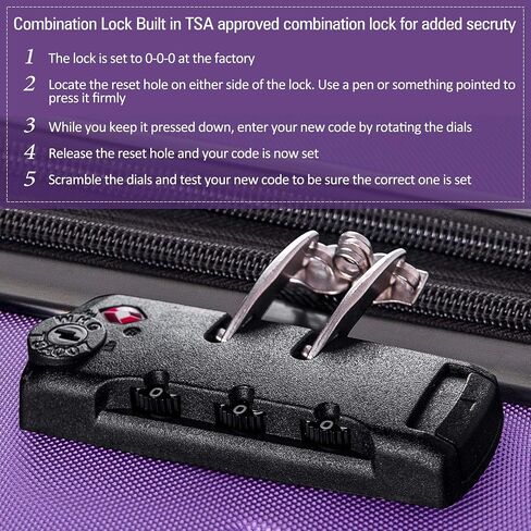 CUAUC 3 Piece Luggage Set Hardside Spinner Suitcase with TSA Lock 20" 24' 28" Available in Saudi Arabia